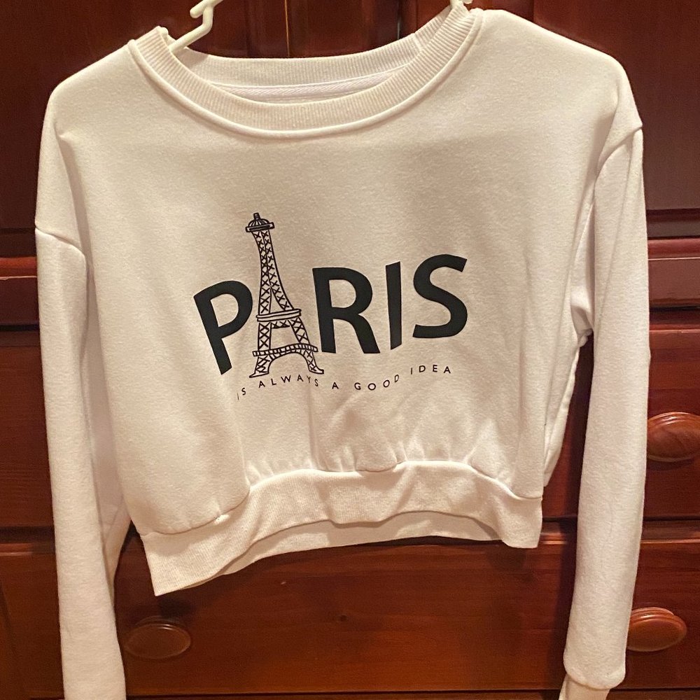SHEIN Women's small  white "PARIS" sweatshirt